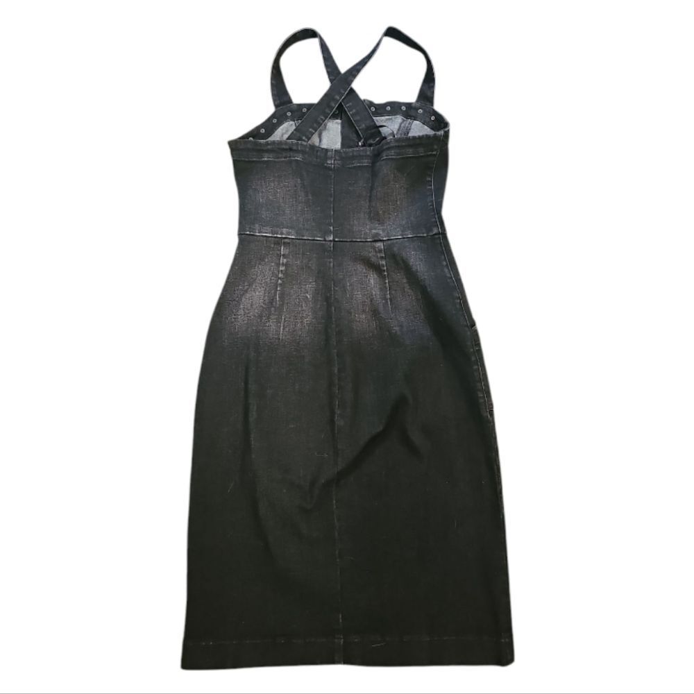 Level 99 Black Denim Overall Dress with Studded Details Size XS - Picture 2 of 7